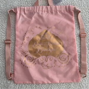 Bibbidi Bobbidi Boutique Disney Pink/Gold Drawstring Backpack. BRAND NEW W TAGS